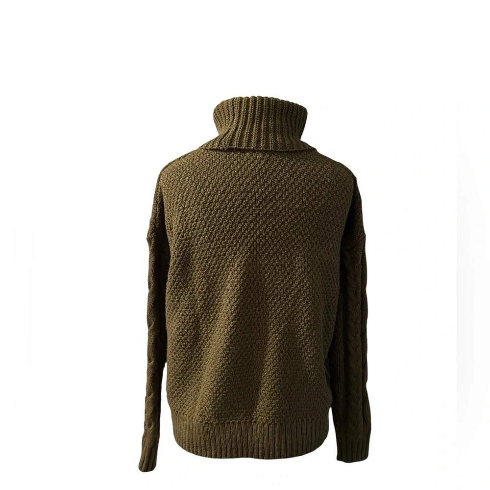 Madewell Cable Knit Turtleneck Sweater XXS Brown Chunky Textured